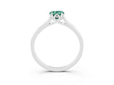 White gold Pear Cut Green Sapphire Solitaire Ring with Flower Prong Setting and Classic Band_27