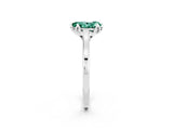 White gold Pear Cut Green Sapphire Solitaire Ring with Flower Prong Setting and Classic Band_50