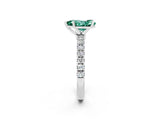 White gold Pear Cut Green Sapphire Solitaire Ring with Pavé Accents and Four-Prong Setting_2