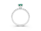 White gold Pear Cut Green Sapphire Solitaire Ring with Pavé Accents and Four-Prong Setting_3