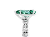 White gold Pear Cut Green Sapphire Solitaire Ring with Pavé Accents and Four-Prong Setting_5