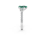 White gold Pear Cut Green Sapphire Solitaire Ring with Pavé Band and Four-Prong Setting_14