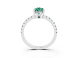 White gold Pear Cut Green Sapphire Solitaire Ring with Pavé Band and Four-Prong Setting_15