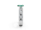 White gold Pear Cut Green Sapphire Solitaire Ring with Pavé and Channel Set Band_2