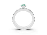 White gold Pear Cut Green Sapphire Solitaire Ring with Pavé and Channel Set Band_3