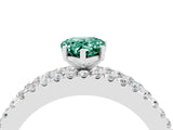 White gold Pear Cut Green Sapphire Solitaire Ring with Pavé and Channel Set Band_4