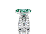 White gold Pear Cut Green Sapphire Solitaire Ring with Pavé and Channel Set Band_5