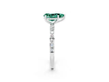White gold Pear Cut Green Sapphire Solitaire Ring with Pave Band and Four Prong Setting_26
