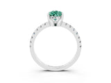 White gold Pear Cut Green Sapphire Solitaire Ring with Round  Pavé Band and Four-Prong Setting_63