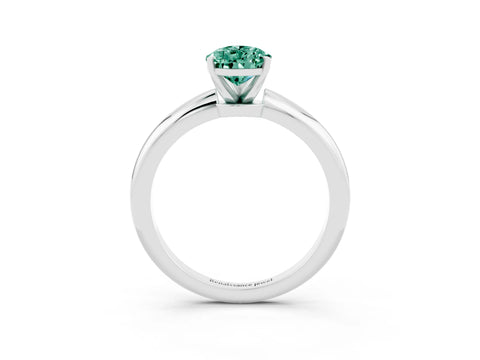 White gold Pear Cut Green Sapphire Solitaire Ring with Six-Prong Setting and Classic Band_3