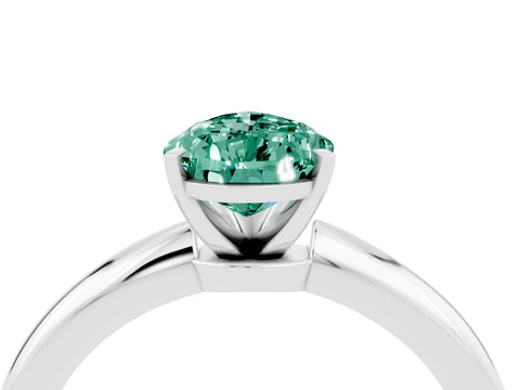 White gold Pear Cut Green Sapphire Solitaire Ring with Six-Prong Setting and Classic Band_4