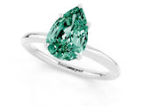 White gold Pear Cut Green Sapphire Solitaire Ring with Thin Band and Four-Prong Setting_13
