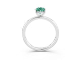 White gold Pear Cut Green Sapphire Solitaire Ring with Thin Band and Four-Prong Setting_15