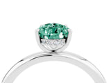 White gold Pear Cut Green Sapphire Solitaire Ring with Thin Band and Four-Prong Setting_16