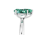 White gold Pear Cut Green Sapphire Solitaire Ring with Thin Band and Four-Prong Setting_17