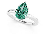 White gold Pear Cut Green Sapphire Solitaire Ring with Thin Band and Prong Setting_13
