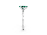 White gold Pear Cut Green Sapphire Solitaire Ring with Thin Band and Prong Setting_14