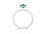 White gold Pear Cut Green Sapphire Solitaire Ring with Thin Band and Prong Setting_15