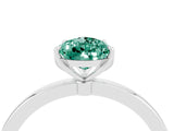 White gold Pear Cut Green Sapphire Solitaire Ring with Thin Band and Prong Setting_16