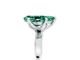 White gold Pear Cut Green Sapphire Solitaire Ring with Thin Band and Prong Setting_17