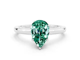 White gold Pear Cut Green Sapphire Solitaire Ring with Thin Band and Prong Setting_18