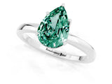 White gold Pear Cut Green Sapphire Solitaire Ring with Thin Band and Prong Setting_19