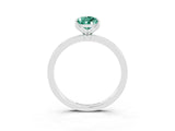 White gold Pear Cut Green Sapphire Solitaire Ring with Thin Band and Prong Setting_21