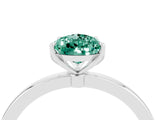 White gold Pear Cut Green Sapphire Solitaire Ring with Thin Band and Prong Setting_22