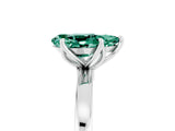 White gold Pear Cut Green Sapphire Solitaire Ring with Thin Band and Prong Setting_23
