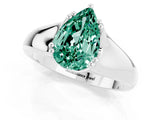 White gold Pear Cut Green Sapphire Solitaire Ring with Wide Band and Prong Setting_1