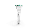 White gold Pear Cut Green Sapphire Solitaire Ring with Wide Band and Prong Setting_2