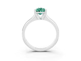 White gold Pear Cut Green Sapphire Solitaire Ring with Wide Band and Prong Setting_3
