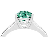 White gold Pear Cut Green Sapphire Solitaire Ring with Wide Band and Prong Setting_4