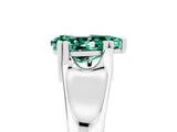 White gold Pear Cut Green Sapphire Solitaire Ring with Wide Band and Prong Setting_5