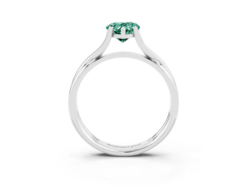 White gold Pear Cut Green Sapphire Solitaire Twist Band Prong Setting Ring_51