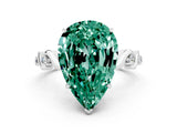 White gold Pear Cut Green Sapphire Solitaire Twisted Band with Round  Accents and Prong Setting_12
