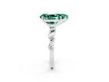 White gold Pear Cut Green Sapphire Solitaire Twisted Band with Round  Accents and Prong Setting_14