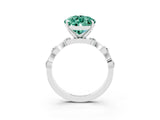 White gold Pear Cut Green Sapphire Solitaire Twisted Band with Round  Accents and Prong Setting_15