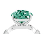 White gold Pear Cut Green Sapphire Solitaire Twisted Band with Round  Accents and Prong Setting_16