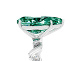White gold Pear Cut Green Sapphire Solitaire Twisted Band with Round  Accents and Prong Setting_17