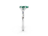 White gold Pear Cut Green Sapphire Solitaire with Side Baguettes and Channel Set Band_2