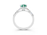 White gold Pear Cut Green Sapphire Solitaire with Side Baguettes and Channel Set Band_3