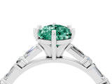 White gold Pear Cut Green Sapphire Solitaire with Side Baguettes and Channel Set Band_4