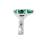 White gold Pear Cut Green Sapphire Solitaire with Side Baguettes and Channel Set Band_5