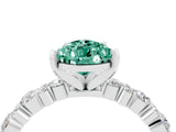 White gold Pear Cut Green Sapphire Solitaire with Side Stones, Pave Band, Four-Prong Setting_40