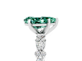 White gold Pear Cut Green Sapphire Solitaire with Side Stones, Pave Band, Four-Prong Setting_41