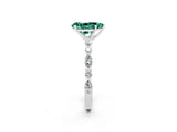 White gold Pear Cut Green Sapphire Solitaire with Side Stones on a Pavé Band and Four-Prong Setting_2