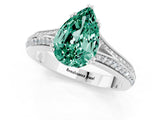 White gold Pear Cut Green Sapphire Split Shank Engagement Ring with Pavé Band_1