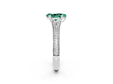 White gold Pear Cut Green Sapphire Split Shank Engagement Ring with Pavé Band_2