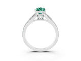 White gold Pear Cut Green Sapphire Split Shank Engagement Ring with Pavé Band_3